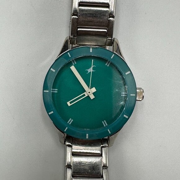 3/$30 Fastrack Watch Women Silver Tone Green Dial Stainless Steel 34MM - Picture 2 of 14